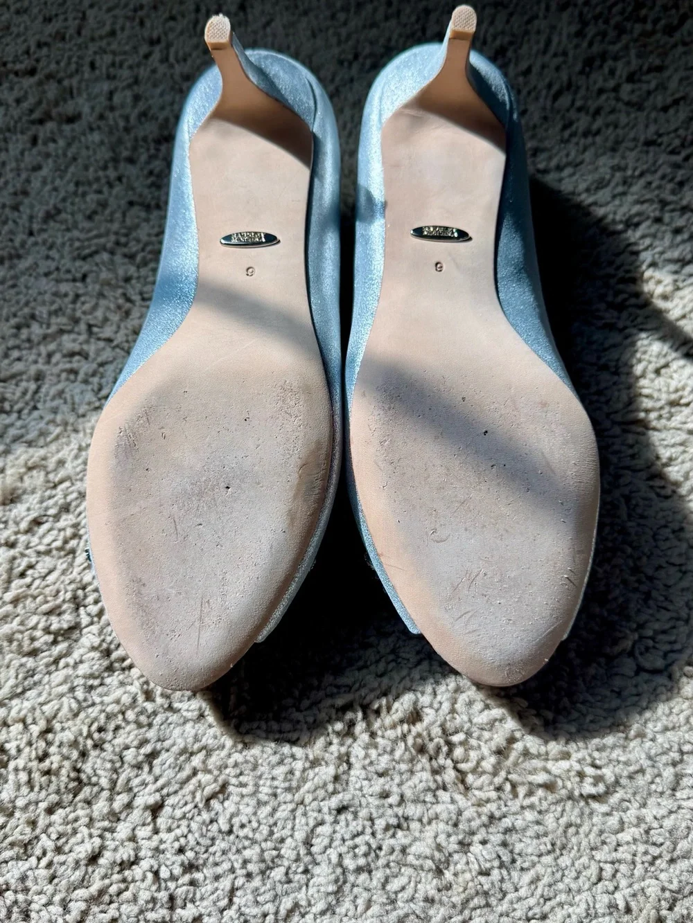 Badgley Mischka Edith Kitten Heel Silver Crystal Embellished Peep-Toe 9 with Box